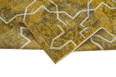Geometric Carpet Sarı Geometrik Pamuk Yün El Dokuma Halısı 145x387 Agacan