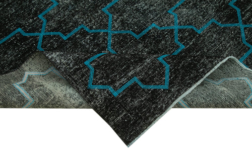 Geometric Carpet Siyah Geometrik Pamuk Yün El Dokuma Halısı 145x375 Agacan