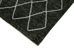Geometric Carpet Siyah Geometrik Pamuk Yün El Dokuma Halısı 144x374 Agacan