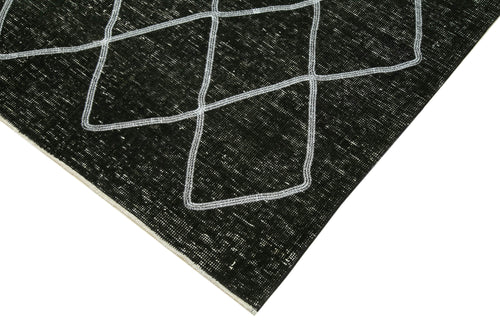 Geometric Carpet Siyah Geometrik Pamuk Yün El Dokuma Halısı 144x374 Agacan
