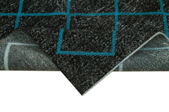Geometric Carpet Siyah Geometrik Pamuk Yün El Dokuma Halısı 141x373 Agacan