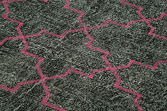 Geometric Carpet Siyah Geometrik Pamuk Yün El Dokuma Halısı 146x388 Agacan