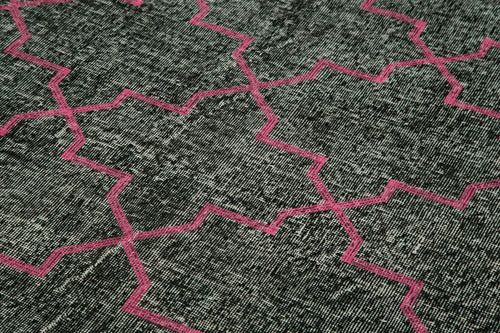 Geometric Carpet Siyah Geometrik Pamuk Yün El Dokuma Halısı 146x388 Agacan