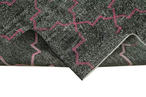 Geometric Carpet Siyah Geometrik Pamuk Yün El Dokuma Halısı 146x388 Agacan