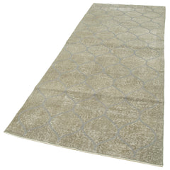 Geometric Carpet Gri Geometrik Pamuk Yün El Dokuma Halısı 111x303 Agacan