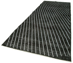 Geometric Carpet Siyah Geometrik Pamuk Yün El Dokuma Halısı 150x400 Agacan