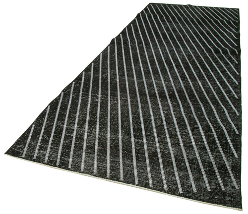 Geometric Carpet Siyah Geometrik Pamuk Yün El Dokuma Halısı 150x400 Agacan