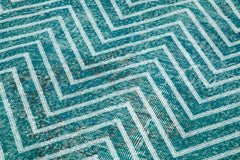 Geometric Carpet Turkuaz Geometrik Pamuk Yün El Dokuma Halısı 143x400 Agacan