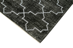 Geometric Carpet Siyah Geometrik Pamuk Yün El Dokuma Halısı 147x383 Agacan