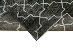 Geometric Carpet Siyah Geometrik Pamuk Yün El Dokuma Halısı 147x383 Agacan