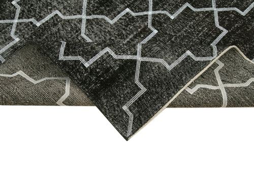 Geometric Carpet Siyah Geometrik Pamuk Yün El Dokuma Halısı 147x383 Agacan