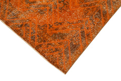 Geometric Carpet Turuncu Geometrik Pamuk Yün El Dokuma Halısı 138x382 Agacan
