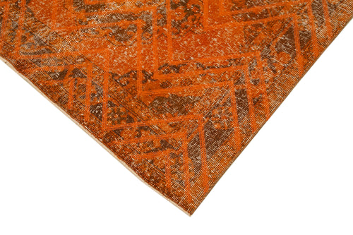 Geometric Carpet Turuncu Geometrik Pamuk Yün El Dokuma Halısı 138x382 Agacan