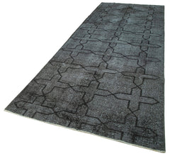 Geometric Carpet Siyah Geometrik Pamuk Yün El Dokuma Halısı 140x386 Agacan