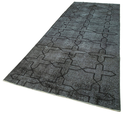 Geometric Carpet Siyah Geometrik Pamuk Yün El Dokuma Halısı 140x386 Agacan