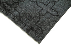 Geometric Carpet Siyah Geometrik Pamuk Yün El Dokuma Halısı 140x386 Agacan