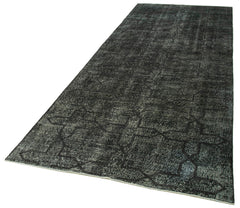 Geometric Carpet Siyah Geometrik Pamuk Yün El Dokuma Halısı 141x375 Agacan