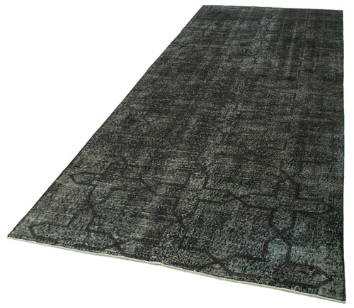 Geometric Carpet Siyah Geometrik Pamuk Yün El Dokuma Halısı 141x375 Agacan