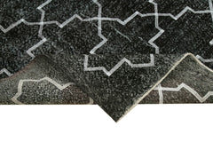 Geometric Carpet Siyah Geometrik Pamuk Yün El Dokuma Halısı 152x376 Agacan