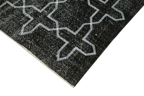 Geometric Carpet Siyah Geometrik Pamuk Yün El Dokuma Halısı 142x371 Agacan