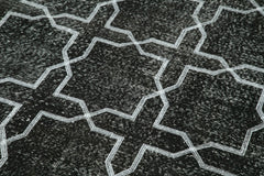 Geometric Carpet Siyah Geometrik Pamuk Yün El Dokuma Halısı 142x371 Agacan