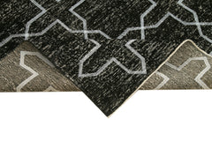 Geometric Carpet Siyah Geometrik Pamuk Yün El Dokuma Halısı 139x384 Agacan