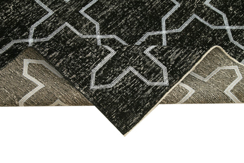 Geometric Carpet Siyah Geometrik Pamuk Yün El Dokuma Halısı 139x384 Agacan
