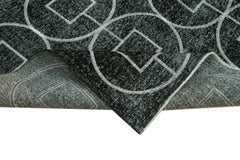 Geometric Carpet Siyah Geometrik Pamuk Yün El Dokuma Halısı 144x369 Agacan