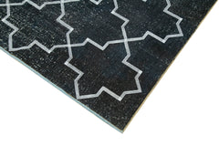 Geometric Carpet Siyah Geometrik Pamuk Yün El Dokuma Halısı 140x380 Agacan