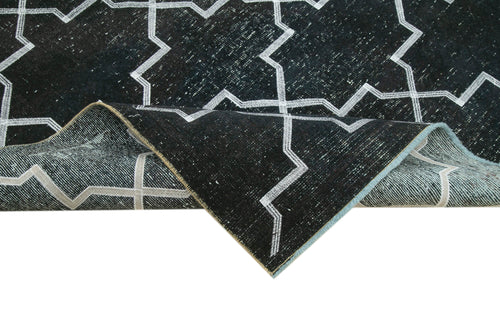 Geometric Carpet Siyah Geometrik Pamuk Yün El Dokuma Halısı 140x380 Agacan