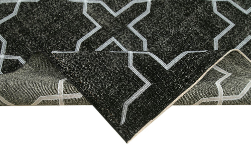 Geometric Carpet Siyah Geometrik Pamuk Yün El Dokuma Halısı 143x393 Agacan