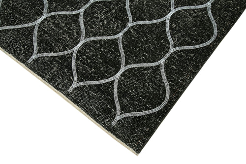Geometric Carpet Siyah Geometrik Pamuk Yün El Dokuma Halısı 147x404 Agacan