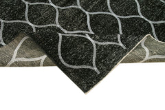 Geometric Carpet Siyah Geometrik Pamuk Yün El Dokuma Halısı 147x404 Agacan