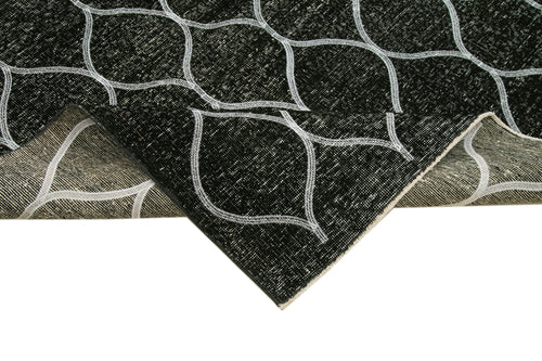 Geometric Carpet Siyah Geometrik Pamuk Yün El Dokuma Halısı 147x404 Agacan
