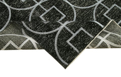 Geometric Carpet Siyah Geometrik Pamuk Yün El Dokuma Halısı 142x389 Agacan