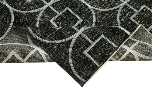 Geometric Carpet Siyah Geometrik Pamuk Yün El Dokuma Halısı 142x389 Agacan