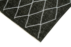 Geometric Carpet Siyah Geometrik Pamuk Yün El Dokuma Halısı 146x387 Agacan