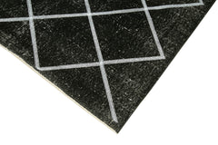 Geometric Carpet Siyah Geometrik Pamuk Yün El Dokuma Halısı 141x344 Agacan