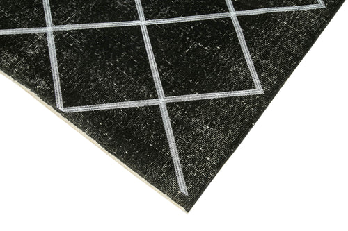 Geometric Carpet Siyah Geometrik Pamuk Yün El Dokuma Halısı 141x344 Agacan