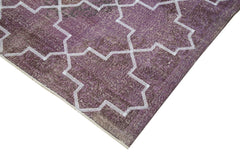 Geometric Carpet Mor Geometrik Pamuk Yün El Dokuma Halısı 148x395 Agacan