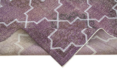 Geometric Carpet Mor Geometrik Pamuk Yün El Dokuma Halısı 148x395 Agacan
