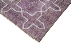 Geometric Carpet Mor Geometrik Pamuk Yün El Dokuma Halısı 137x382 Agacan