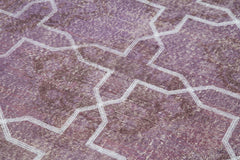 Geometric Carpet Mor Geometrik Pamuk Yün El Dokuma Halısı 137x382 Agacan