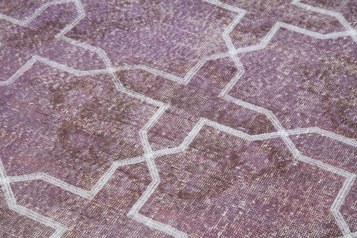 Geometric Carpet Mor Geometrik Pamuk Yün El Dokuma Halısı 137x382 Agacan