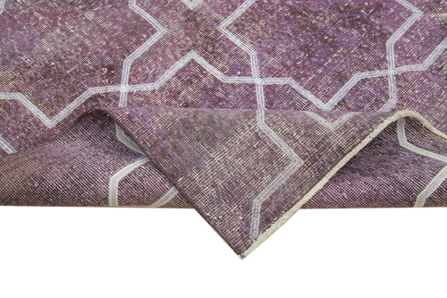 Geometric Carpet Mor Geometrik Pamuk Yün El Dokuma Halısı 137x382 Agacan