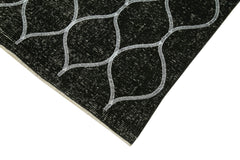 Geometric Carpet Siyah Geometrik Pamuk Yün El Dokuma Halısı 145x387 Agacan