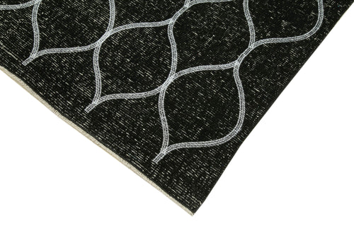 Geometric Carpet Siyah Geometrik Pamuk Yün El Dokuma Halısı 145x387 Agacan