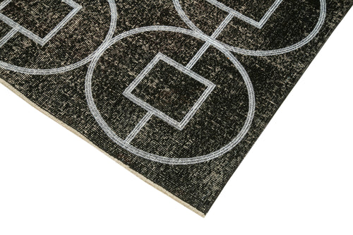 Geometric Carpet Siyah Geometrik Pamuk Yün El Dokuma Halısı 141x306 Agacan
