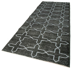 Geometric Carpet Siyah Geometrik Pamuk Yün El Dokuma Halısı 138x402 Agacan