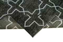 Geometric Carpet Siyah Geometrik Pamuk Yün El Dokuma Halısı 138x402 Agacan